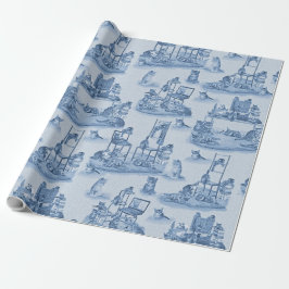 Papel De Presente Trabalhando em casa com o Delft Blue de duas tonal