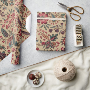 Papel De Presente Trabalho de Agulha Antigo Floral para Móveis