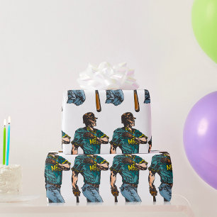 Papel De Presente Trabalho de arte de esporte retrô do jogador de be