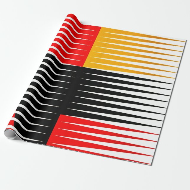 Papel De Presente Trabalho de arte vermelho, preto e amarelo (Desenrolado)