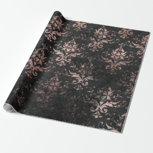 Papel De Presente Trabalho de rolagem rosa com defeito em preto