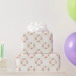 Papel De Presente Trabalho de Rolo de Ouro Delicado & Rosas Cor-de-R
