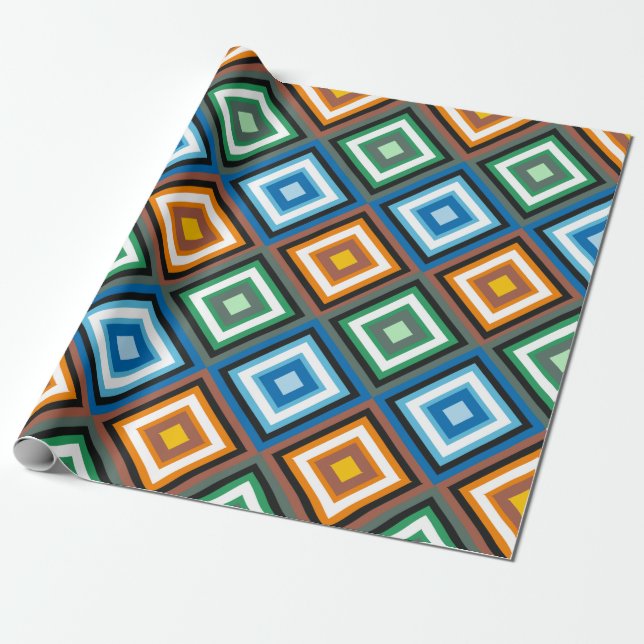 Papel De Presente Trabalho Vigoroso de Patches Geométricas Rhombus V (Desenrolado)