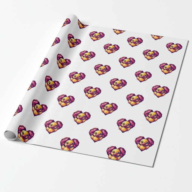 Papel De Presente Traço geométrico no Crystal Heart (Desenrolado)