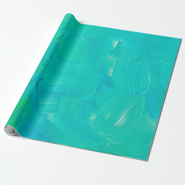 Papel De Presente Traços de pincel verde e azul pintados de abstrato (Desenrolado)