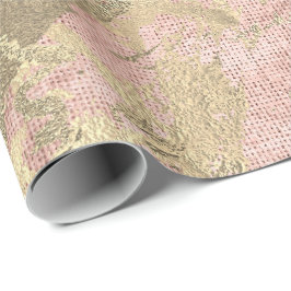Papel De Presente Traços Metálicos de rosa Dourado Champaigne Marble