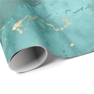 Papel De Presente Traços Metálicos Dourados de Sepia Tiffany Marble