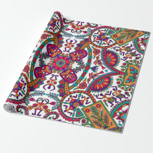 Papel De Presente Tradicional Folk Art Allover Designart, étnico, ba