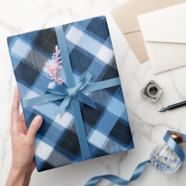 Papel De Presente Traditional Blue Navy Check Sky Plaid Pattern