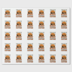 Papel De Presente Traje Assustador de Marcenaria Halloween Design Vi