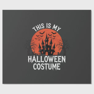 Papel De Presente Traje de Halloween Castelo Assombrado Design Vetor