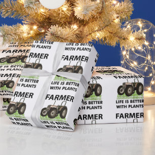 Papel De Presente Trator de Fazenda Campo Agricultor
