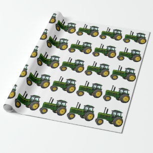Papel De Presente Trator verde