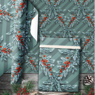 Papel De Presente Trava De Bertes Vermelhos De Silver Spruce Strike