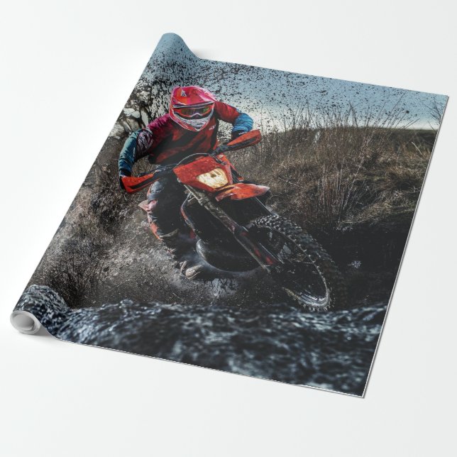 Papel De Presente Travesseiro de motociclista de terra (Desenrolado)
