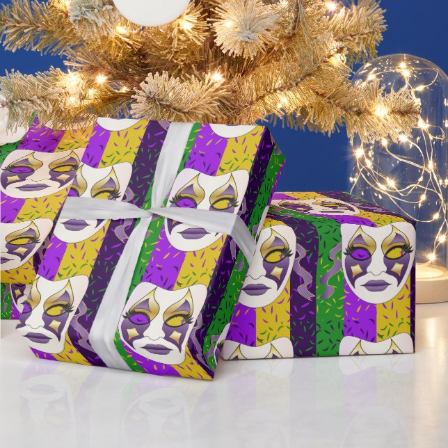 Papel De Presente travesseiro decorativo de rosto mardi gras (Feriados)