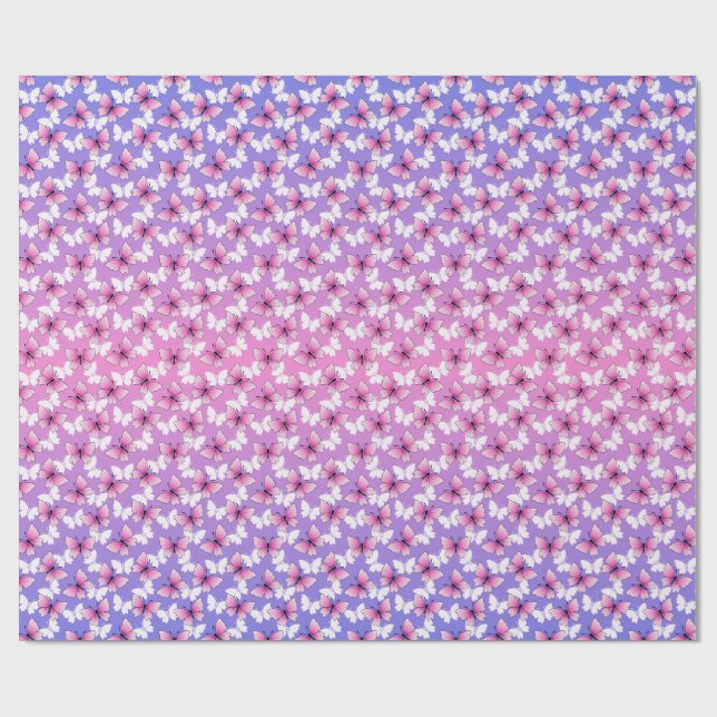 Papel De Presente Travesseiro Redondo Borboleta Rosa e Branco Bonito (Aberto)