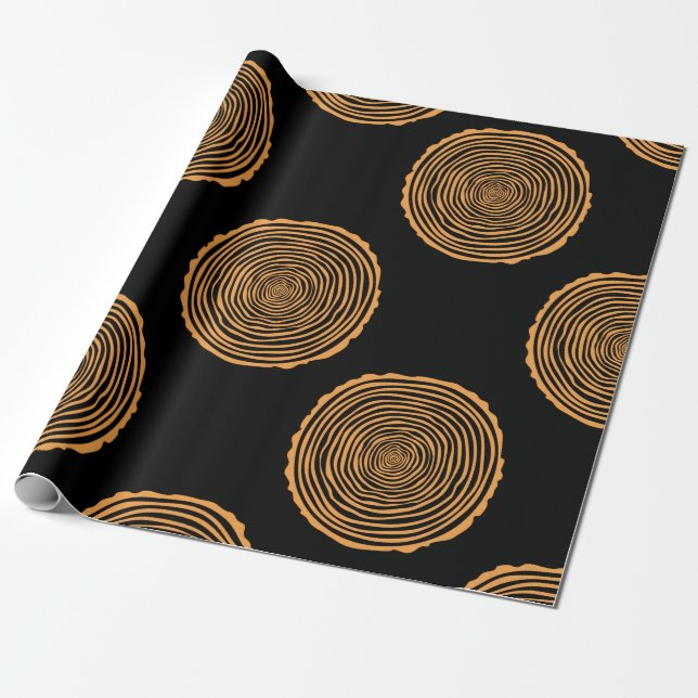 Papel De Presente Tree Rings Seamless Pattern. Saw cut tree trunk ba (Desenrolado)
