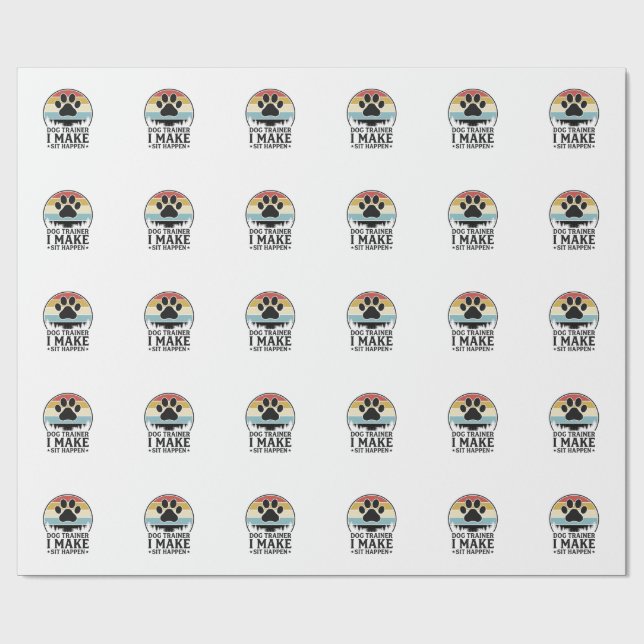Papel De Presente Treinador de Cães Eu Faço Sentar Acontecer Camisa  (Aberto)