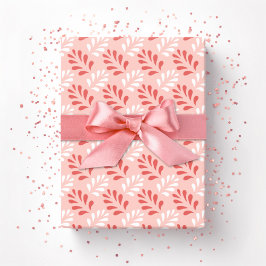 Papel De Presente Treliça de Folhas Florescendo em Flamingo