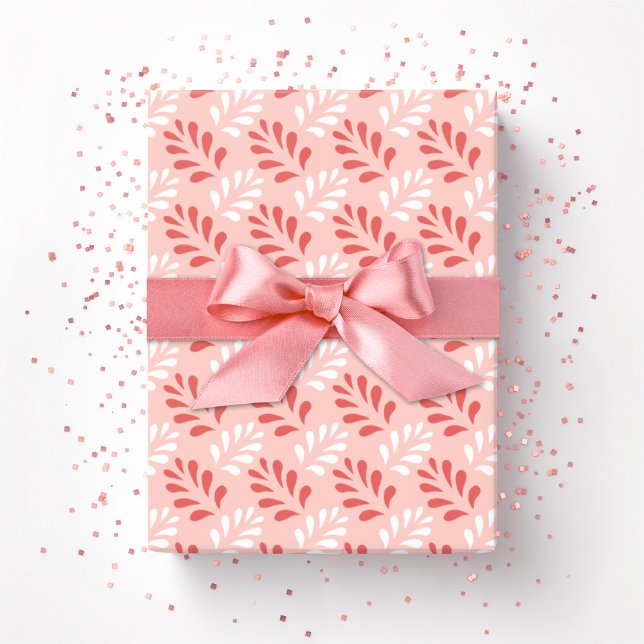 Papel De Presente Treliça de Folhas Florescendo em Flamingo (Criador carregado)
