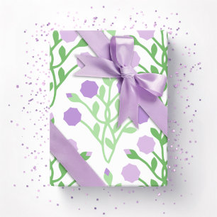 Papel De Presente Treliça de Pétala Pabla em Lilás e Verde