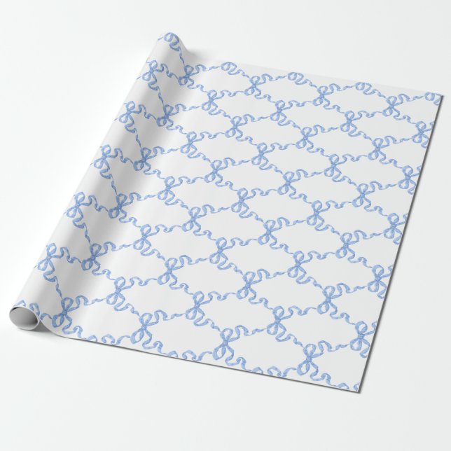 Papel De Presente Trellis Azul (Desenrolado)