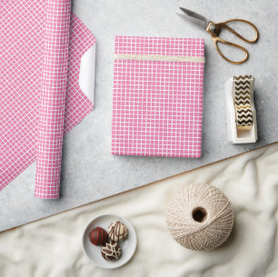 Papel De Presente Trellis Branco - Rosa Fúcsia