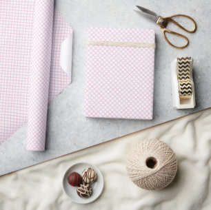 Papel De Presente Trellis Diamante Rosa Claro - Branco