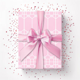 Papel De Presente Trellis Octogonal Chippendale em Rosa