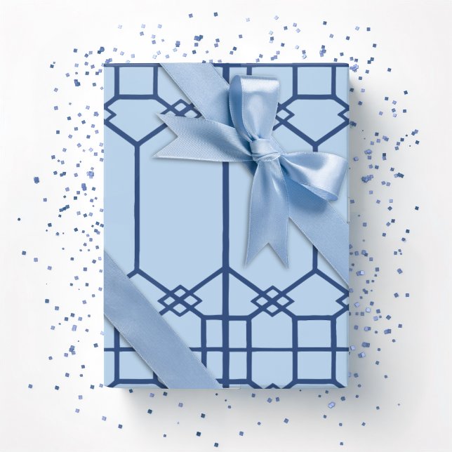 Papel De Presente Trellis Octogonal Chippendale em Slate Ousado (Criador carregado)