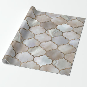 Papel De Presente Trellis Pearl e Dourado marroquino