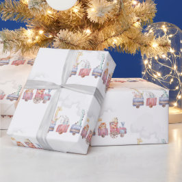 Papel De Presente Trem de Brinquedos Todos a Bordo Convidado de Aniv