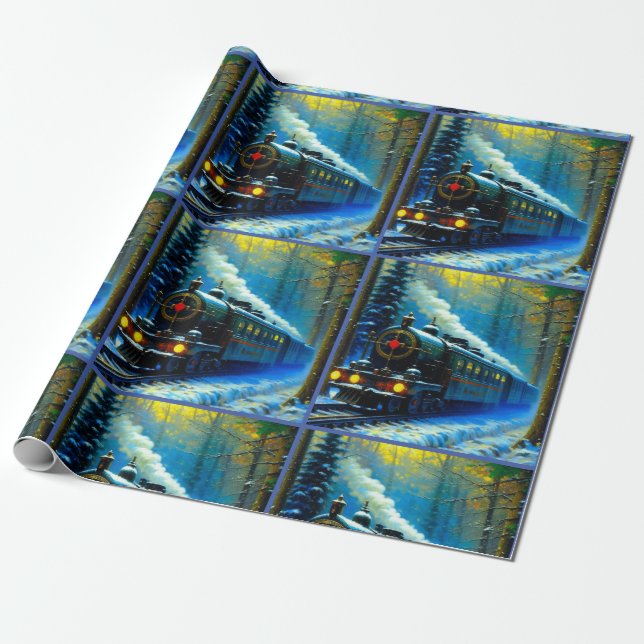 Papel De Presente trem de Natal (Desenrolado)