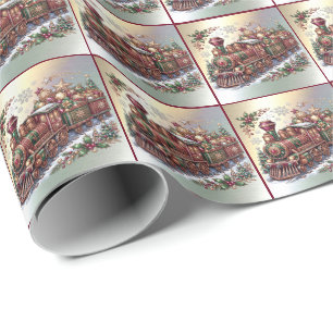 Papel De Presente Trem de Natal Festivo Feriado