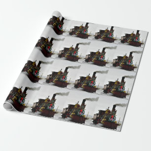 Papel De Presente Trem de Natal Vintage, 30" x 6'