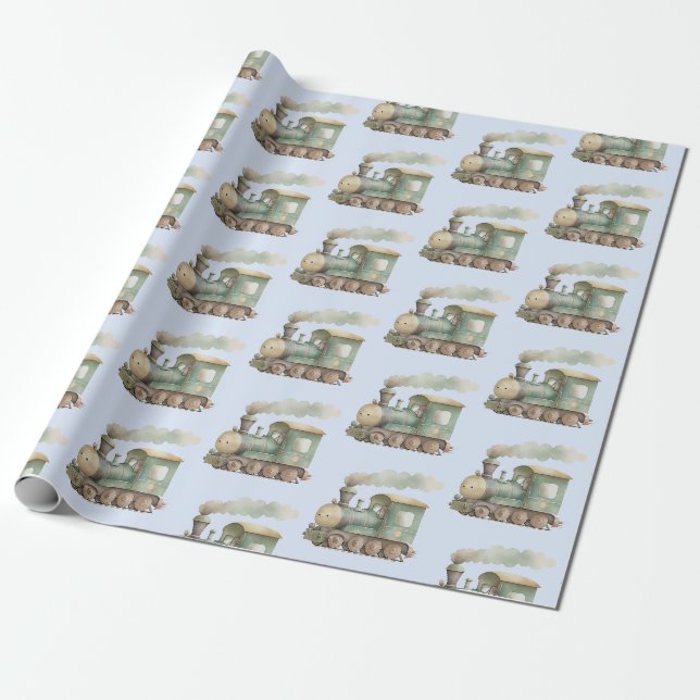 Papel De Presente trem giro chá de fraldas, brinquedo bebê (Desenrolado)