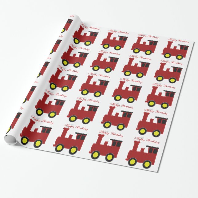 Papel De Presente Trem Personalizado de Aniversário (Desenrolado)