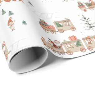 Papel De Presente Trem polar - Elfos ajudantes do Papai Noel Felizes