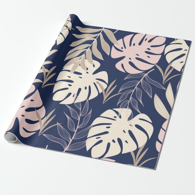 Papel De Presente Trend abstract seamless pattern with tropical leav (Desenrolado)