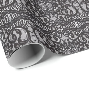 Papel De Presente trendy bohemian girly lace negro parisiense