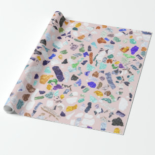 Papel De Presente Trendy Colorful Shiny Stones Terrazzo Pink Design