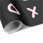 Papel De Presente Trendy Cute do X O XO XO preto e rosa<br><div class="desc">papel de empacotamento personalizado</div>