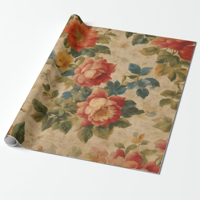 Papel De Presente Trendy Floral Watercolor Colage Collection (Desenrolado)