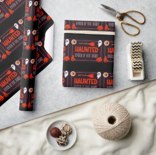Papel De Presente Trendy Haunted Halloween Cote Gift