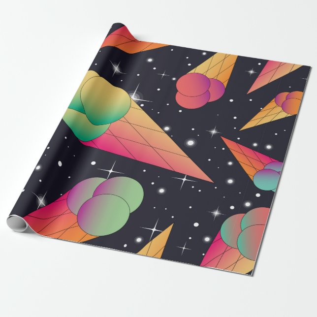 Papel De Presente Trendy ice cream seamless pattern. Ice cream cones (Desenrolado)