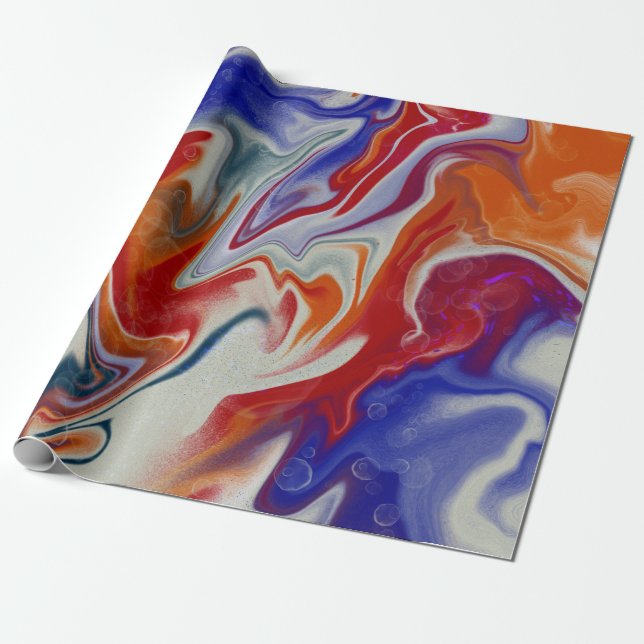 Papel De Presente Trendy Orange marbling design (Desenrolado)