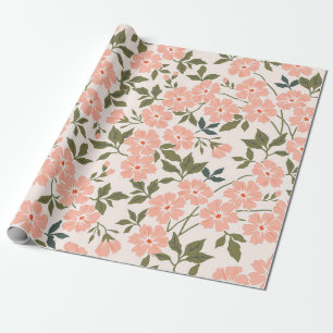 Papel De Presente Trendy, padrão floral de vintage. Sem fim