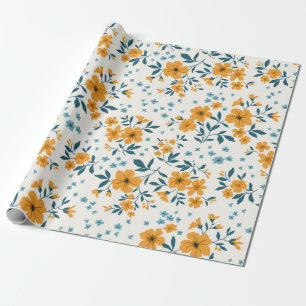 Papel De Presente Trendy, padrão floral de vintage. Sem fim de
