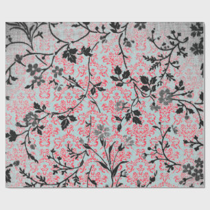 Papel De Presente Trendy Pattern Red Turquoise Girly Vintage Damask